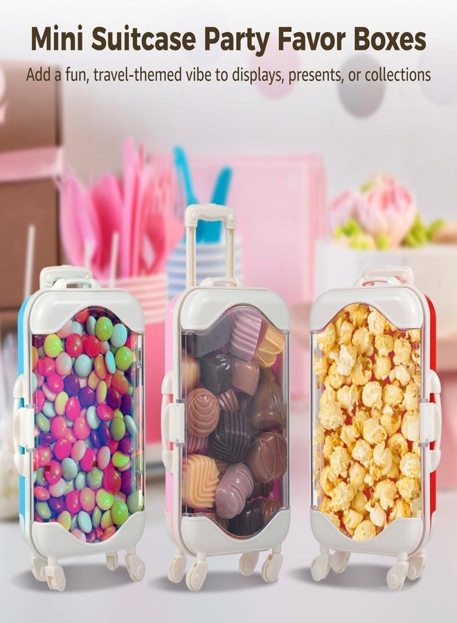 Anjetan 12 PCS Mini Suitcase Party Favor Boxes, Assorted Color Luggage Trolley Candy Box, Clear Small Suitcase Present Package Case, Rolling Empty Storage Box for Jewelry False Eyelash - Image 2